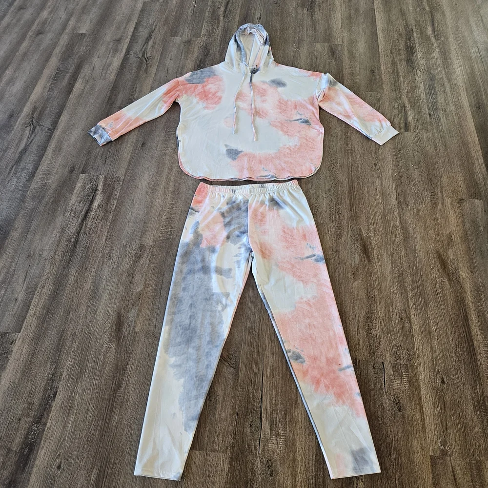 2 Piece Lounge Jogging Track Set Hoodie Jacket Women XL Tie Dye Unbranded